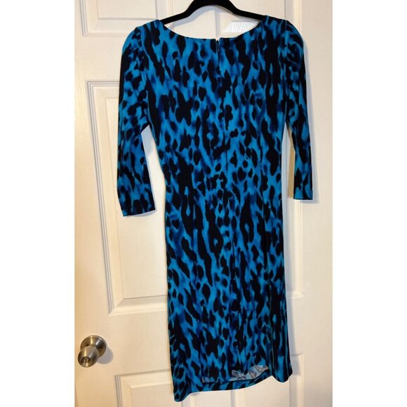 Tahari Levine Dress 4 Cobalt Blue 3/4 Long Sleeve Stretch Career Church - Picture 8 of 8